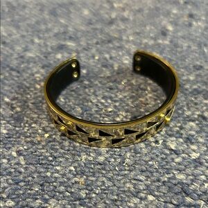 Stella & Dot Black and Gold Addison Cutout Cuff Bracelet